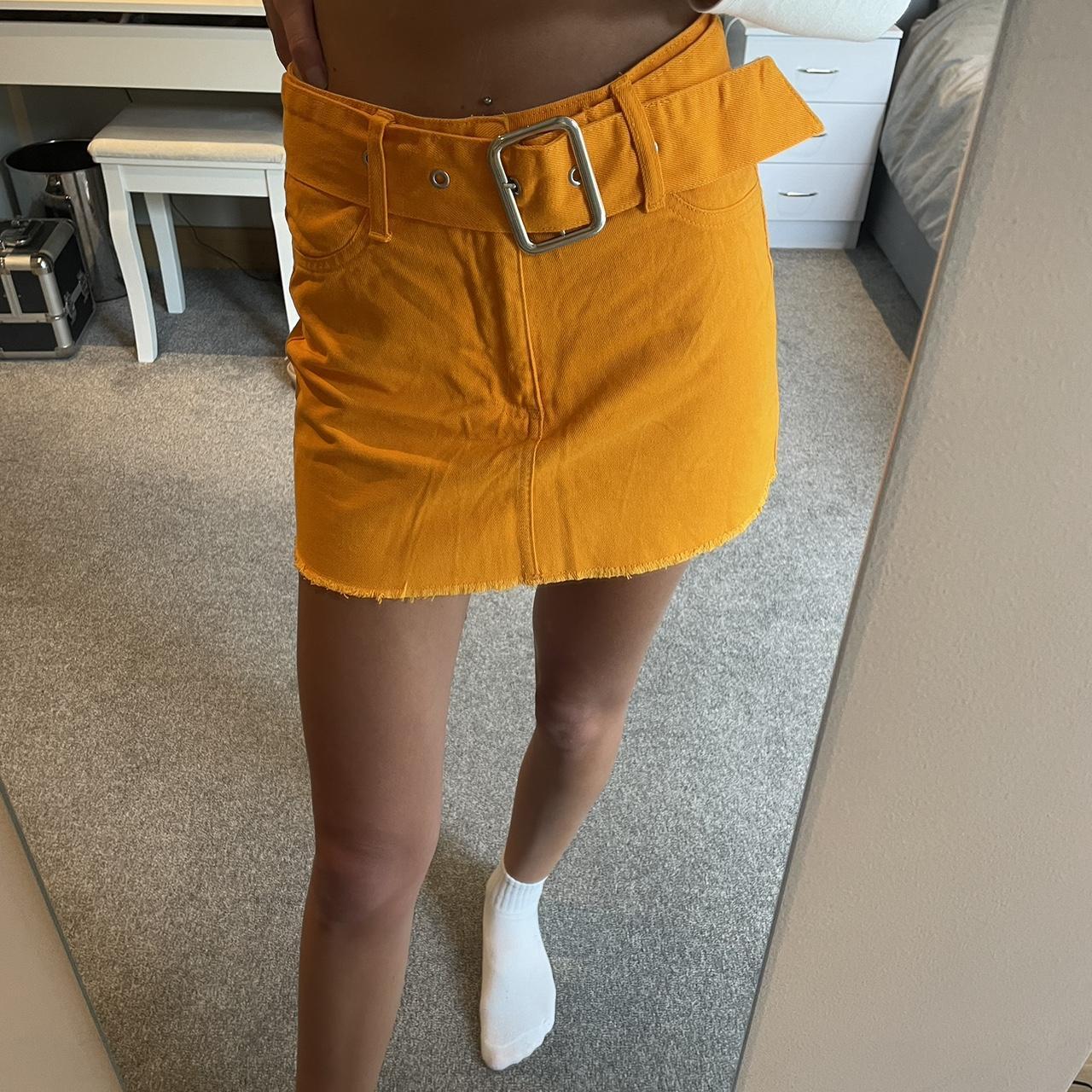 Orange denim skirt Primark Size 6 Depop