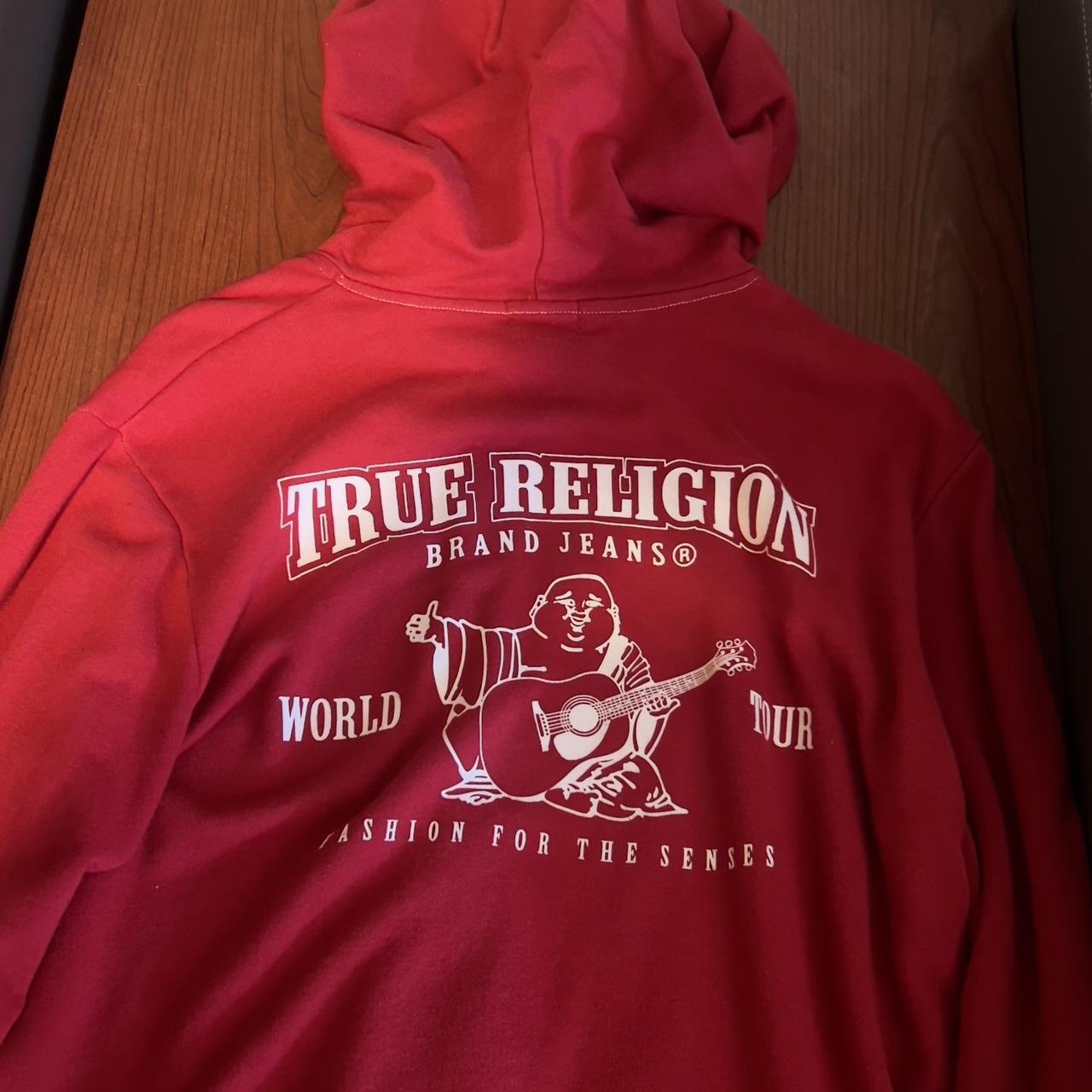 OG Red True Religion Hoodie (worn a few times)... Depop