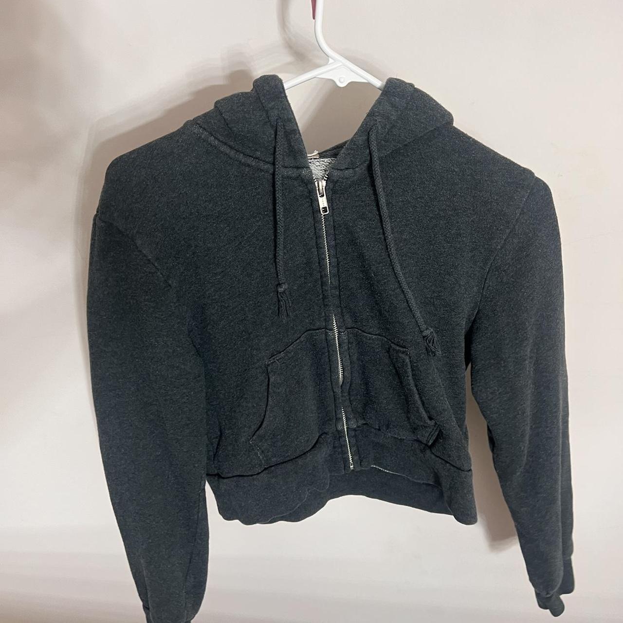 Cropped grey hoodie brandy Melville #trendy #summer... - Depop