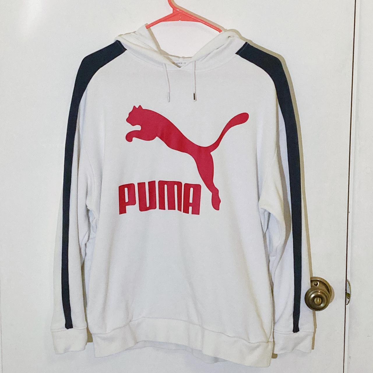 Rare Red, White, and Blue Puma Hoodie ️ Very cute... - Depop