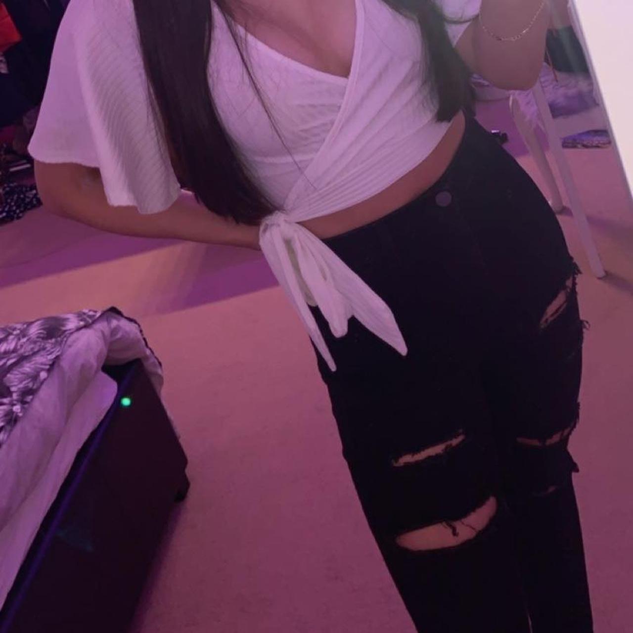 black ripped joni jeans L32 Size 6 Depop