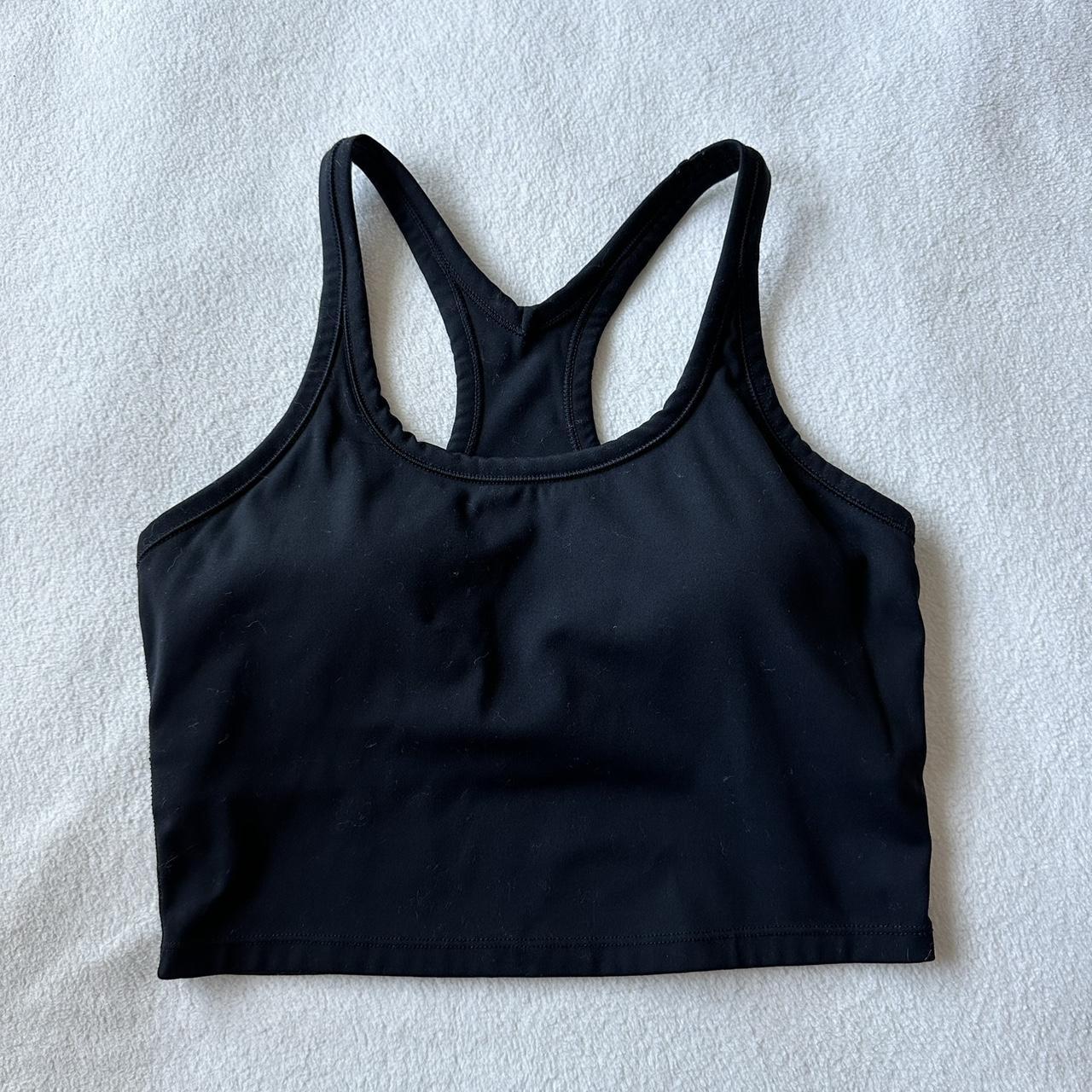 Black workout top with built-in bra. Size 4, fits a - Depop