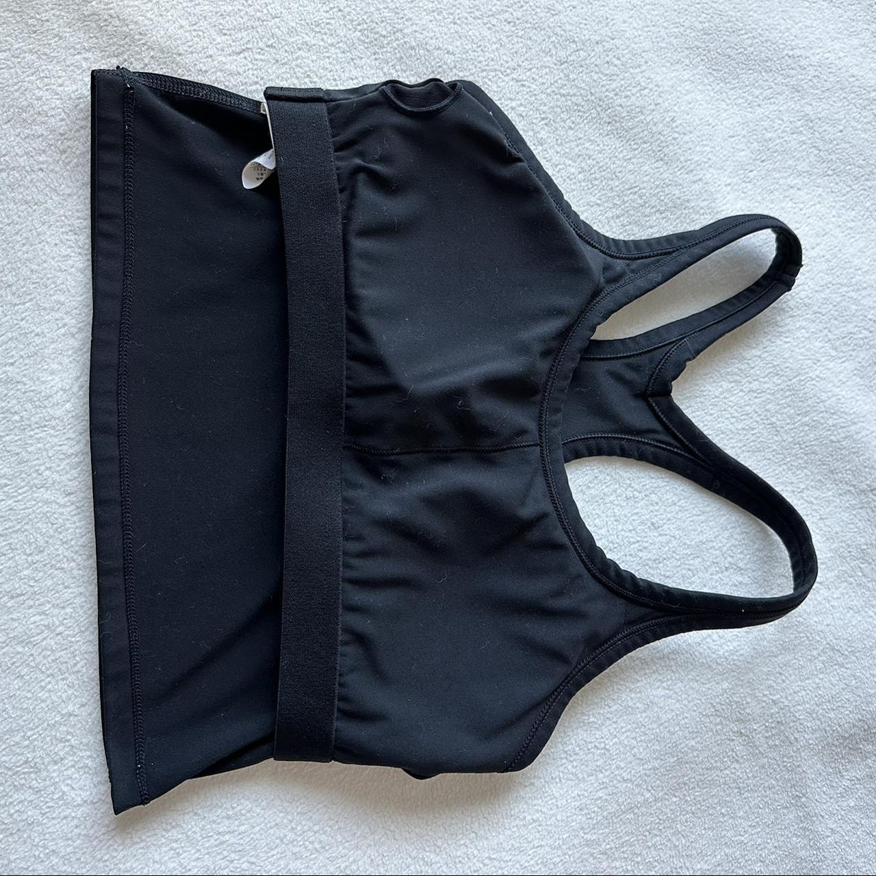 Black workout top with built-in bra. Size 4, fits a - Depop