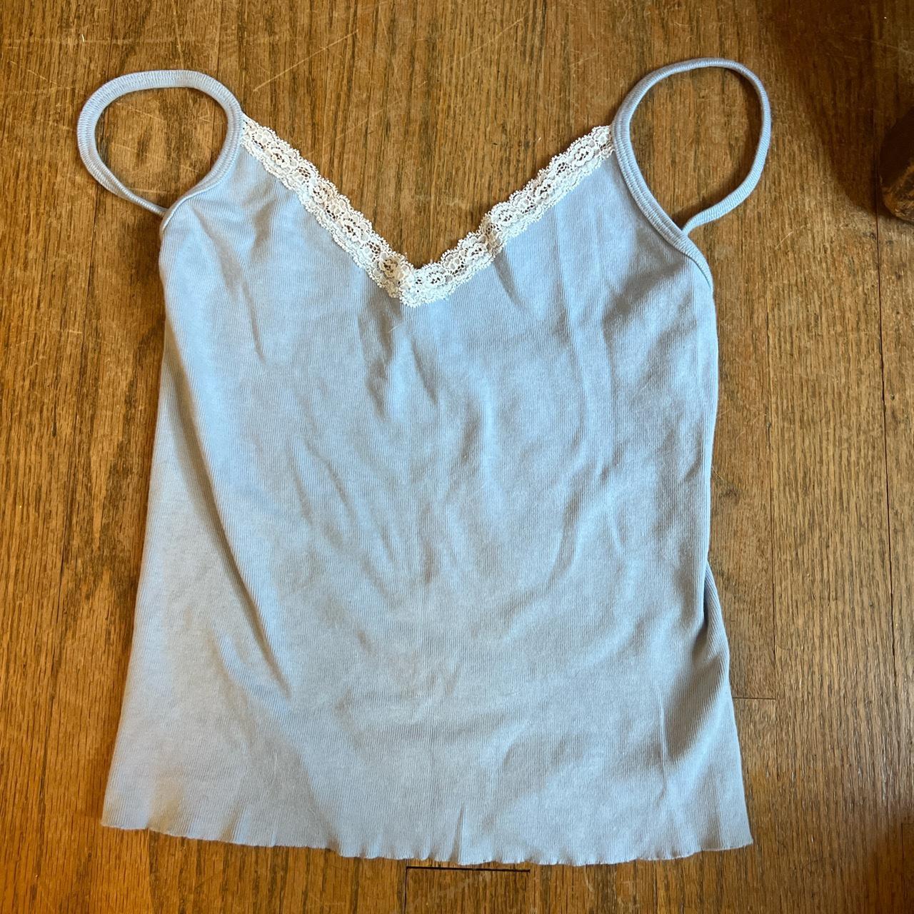 Brandy Melville baby blue lace tank top Worn once- - Depop