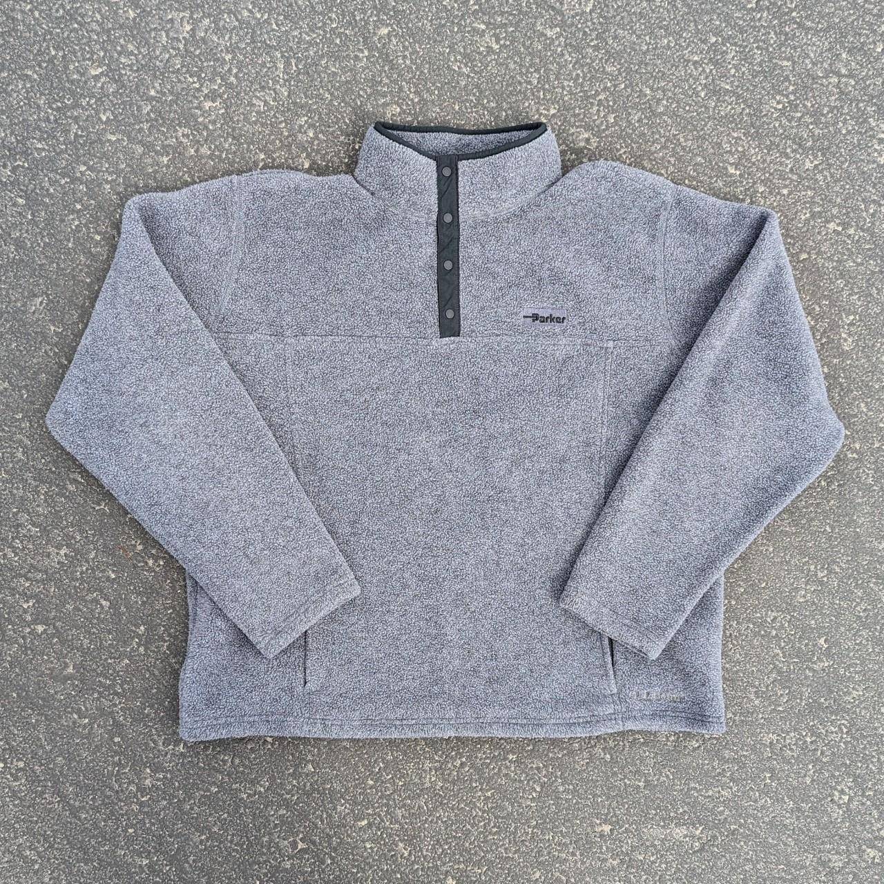 Vintage 90s L.L Bean Grey Snap Fleece Pullover Dark... - Depop