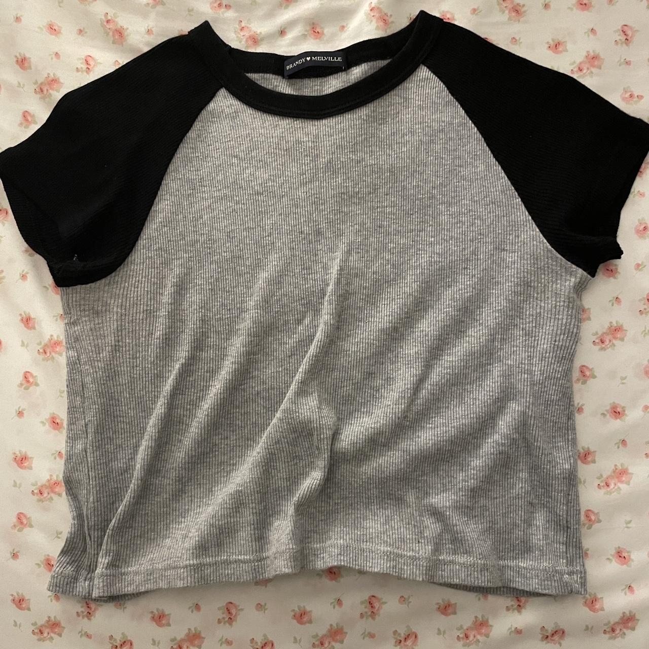 brandy melville grey baby tee!! ive only work this a... Depop