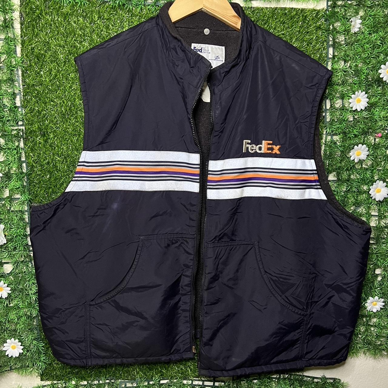 Vintage FedEx Mens Reflective Fleece Lined Vest R&R... - Depop