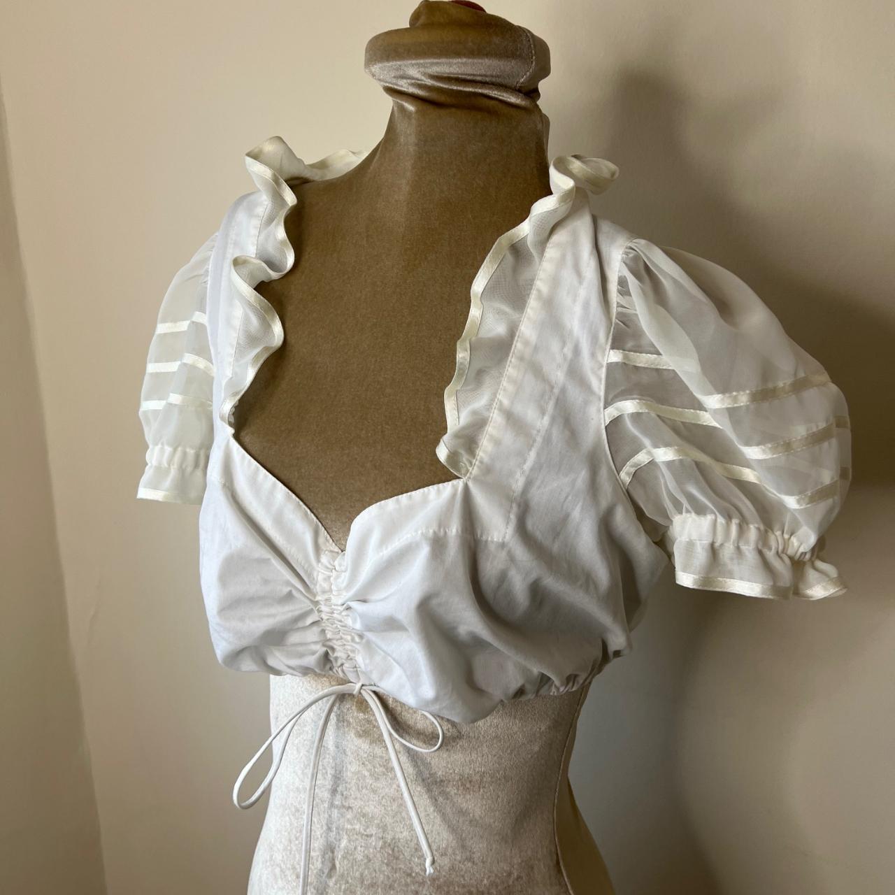 A vintage Landhaus white dirndl cropped blouse with... - Depop