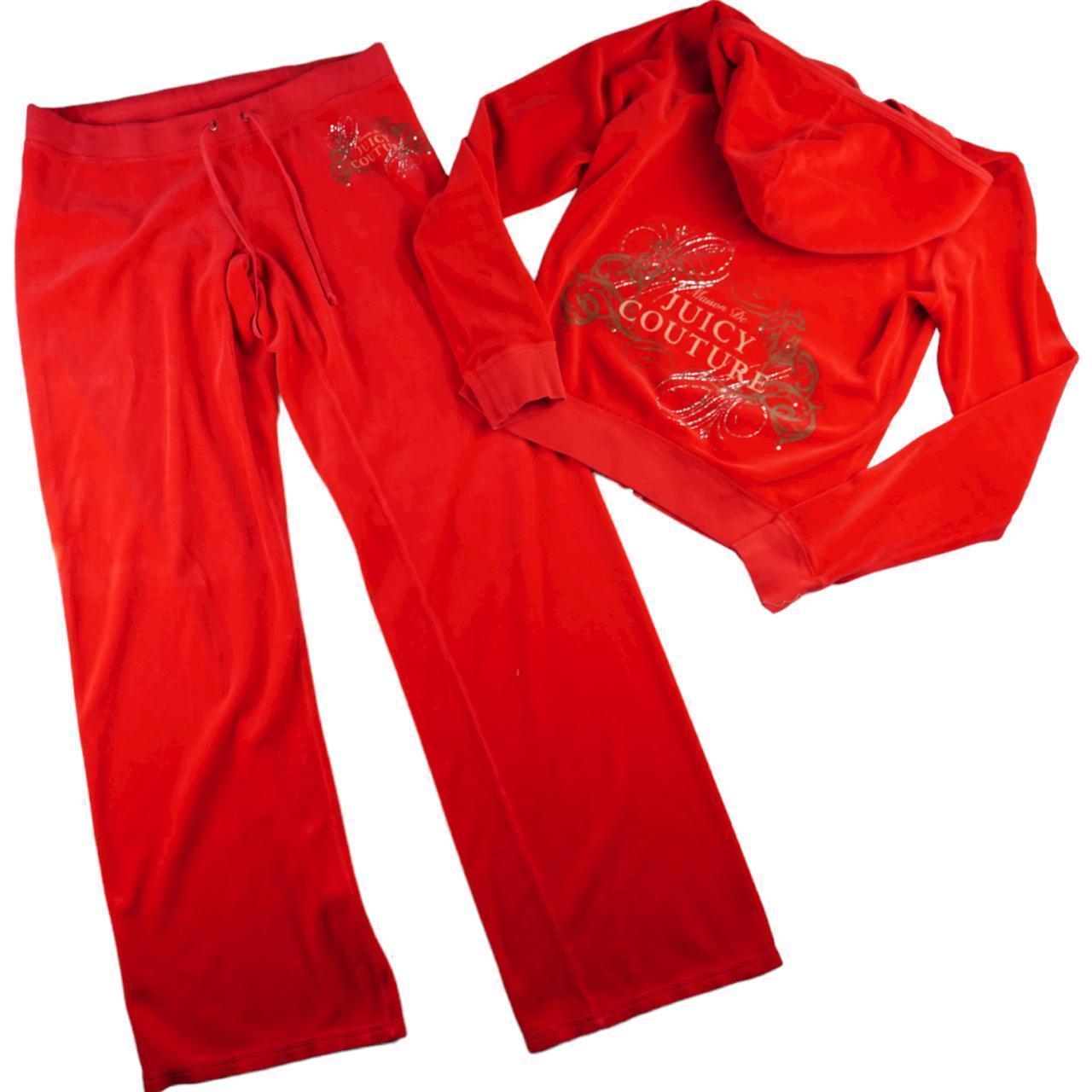 Juicy Couture Tracksuit Velour Red Vintage Juicy... Depop