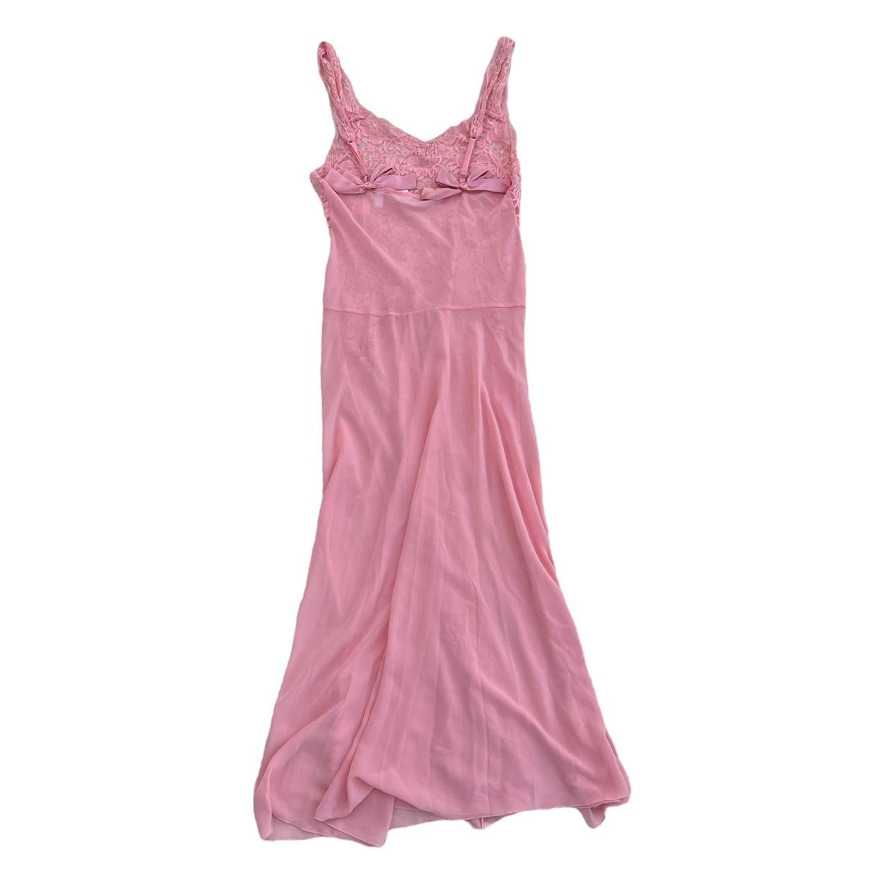 fairycore pink lace dress gown chiffon y2k 90s... - Depop