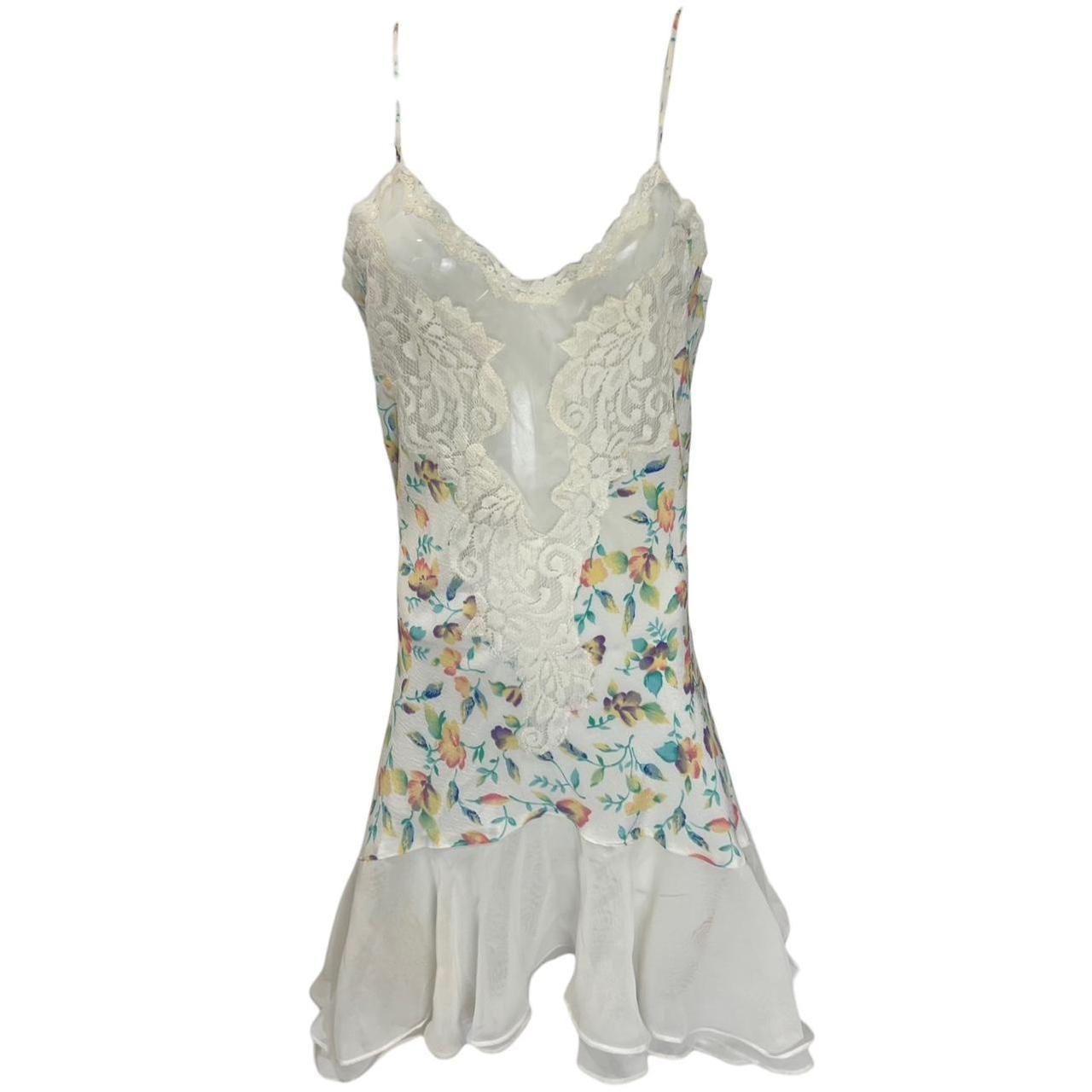 fairycore lace chiffon slip dress 90s y2k vintage... - Depop