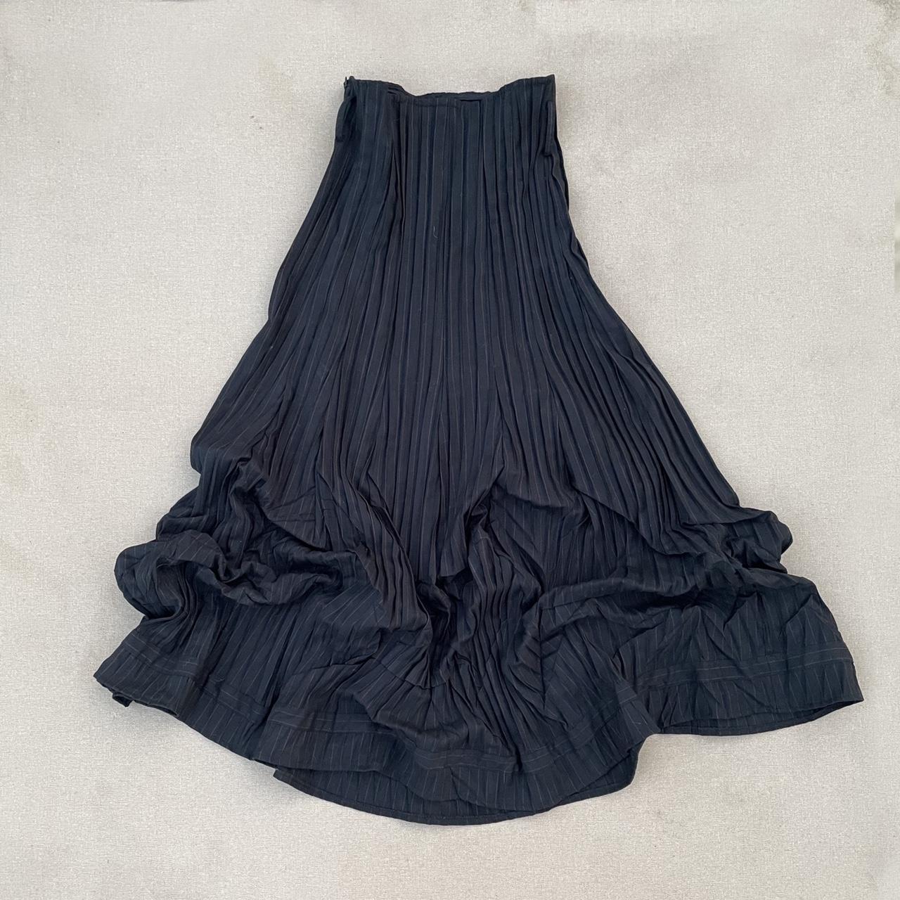 90s archival pinstripe pleated sculptural skirt No... - Depop