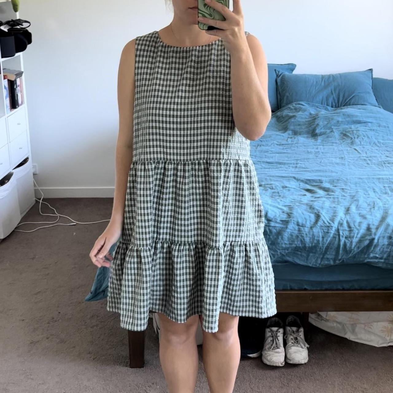 The Fated Haven Mini Dress Sage Gingham. Dress... - Depop