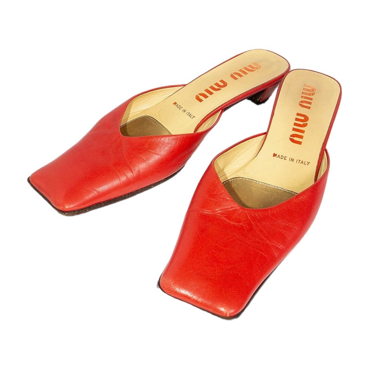Miu Miu | Leather square toe shoes -1990s miu | Depop