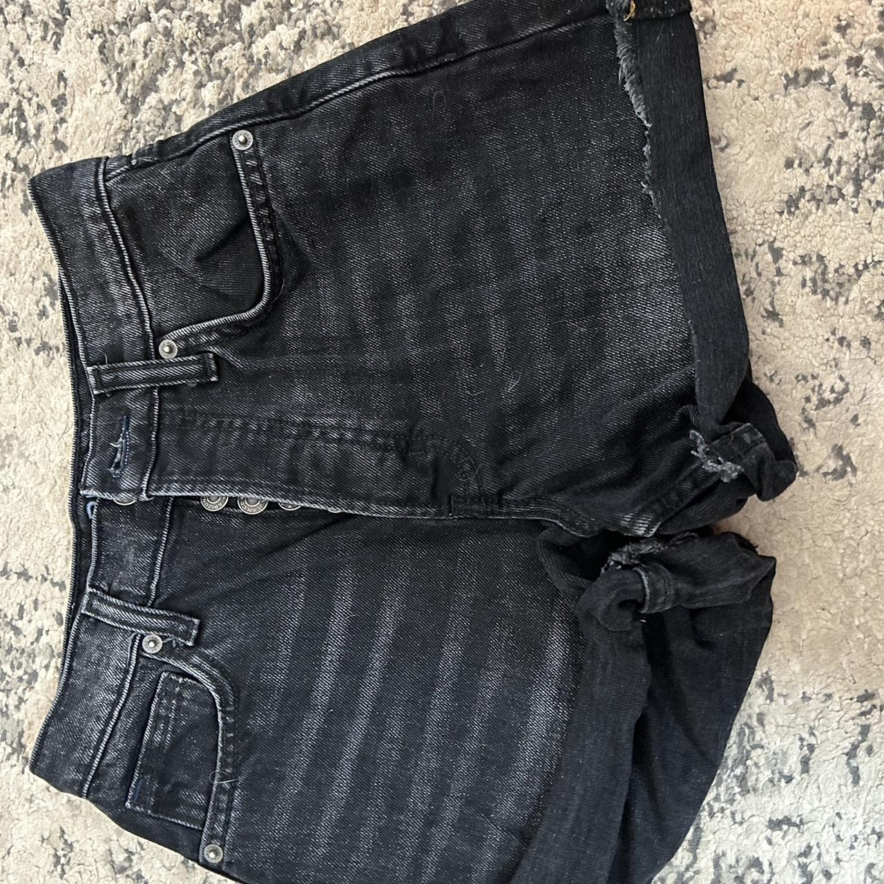 Black denim high rise shorts size 1. $10 OBO - Depop