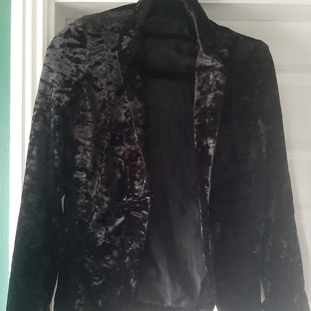 Velvet ladies jacket. Black crushed velvet seasonal... - Depop