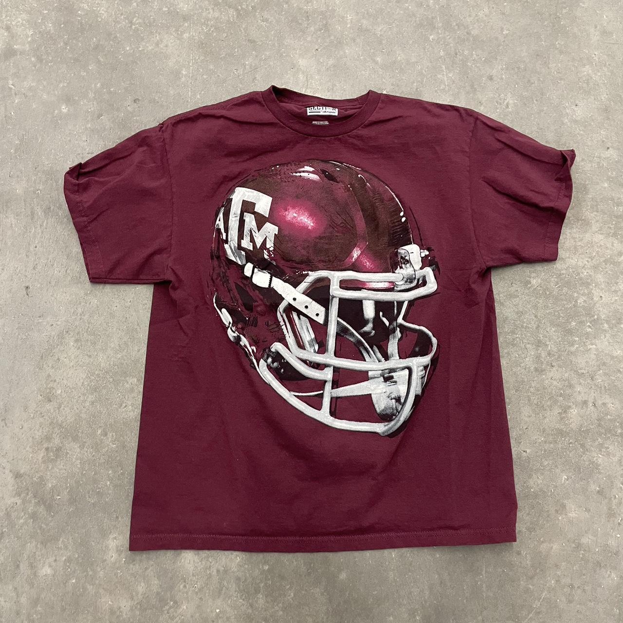 NCAA Men's Burgundy and White T-shirt | Depop