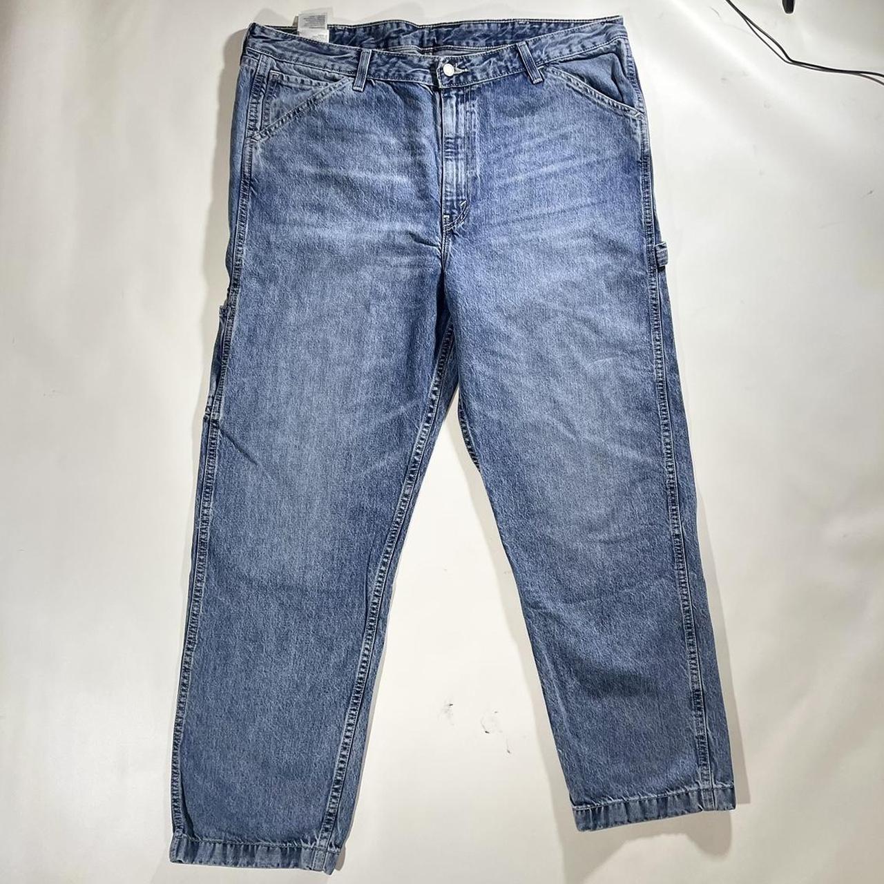 Levi’s washed denim with white stitching Size... - Depop