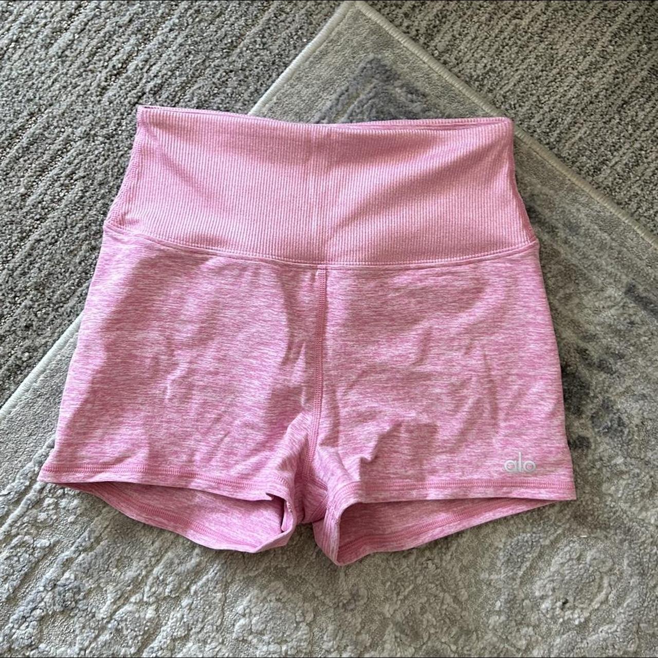 ALO pink mini biker shorts. Size XS, only worn a few... - Depop