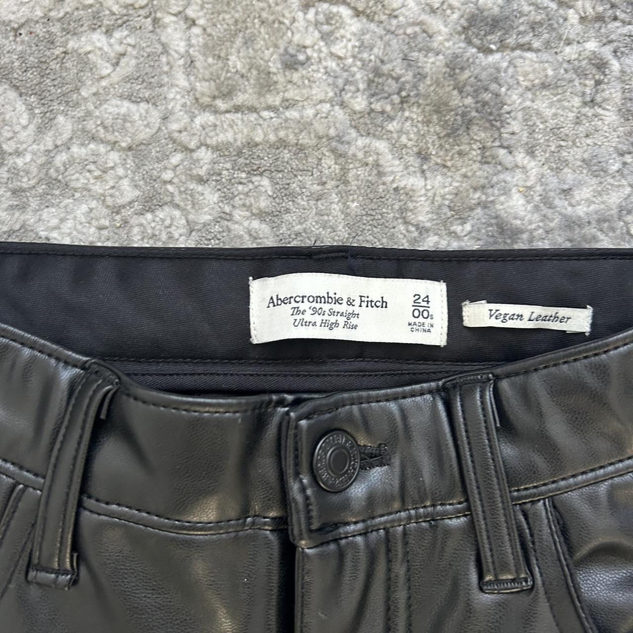 Abercrombie leather pants with slits on side of... Depop