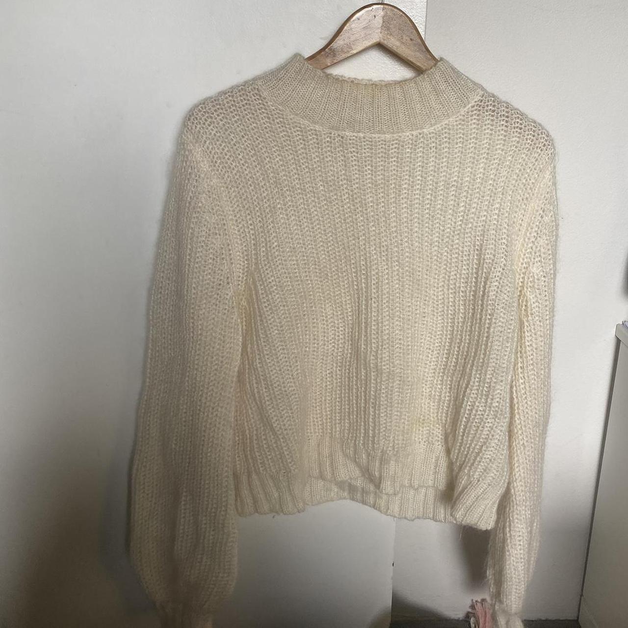 Bec and bridge fluffy cream jumper. A little worn... - Depop