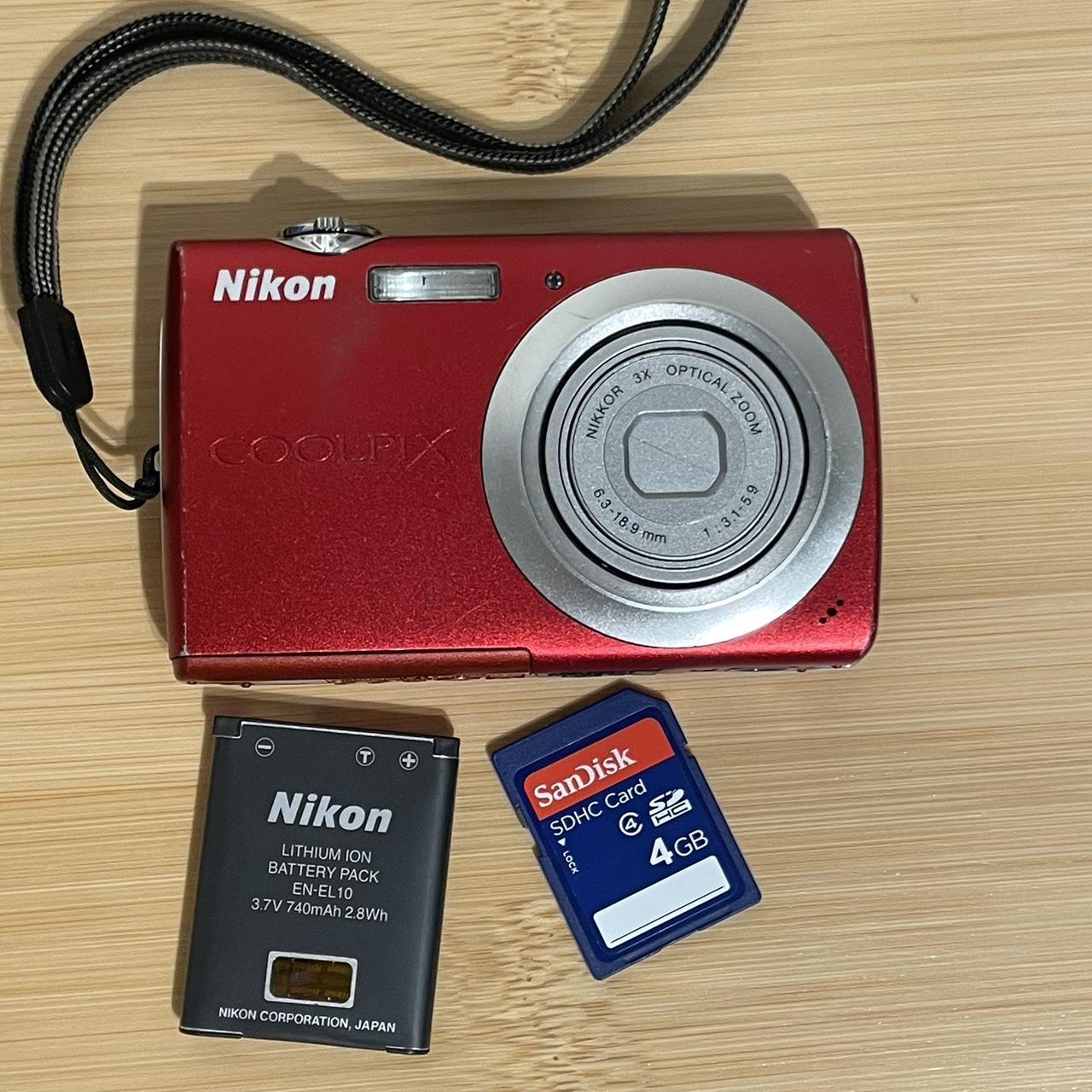 Nikon Coolpix S203 Red Digital Camera W Battery & Sd - Depop