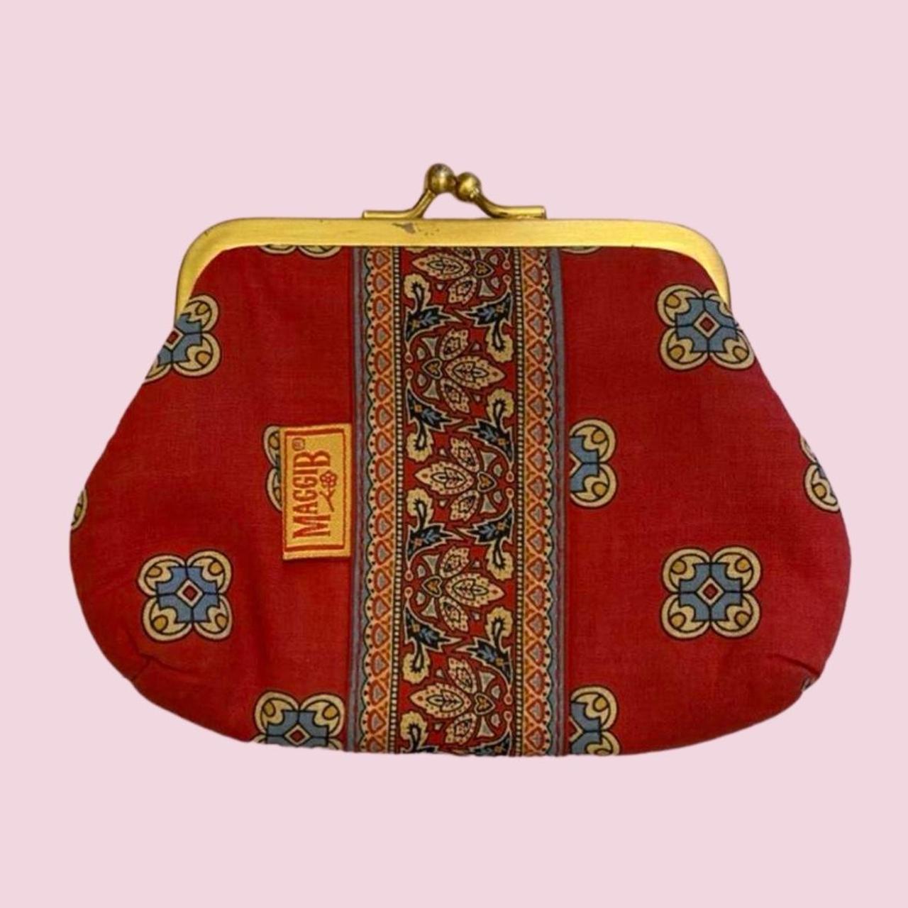 Vintage MaggiB Coin Purse in red with paisley Depop