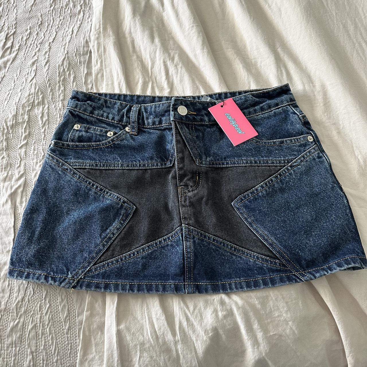 BNWT edikted denim skirt w/ denim black star size S... Depop