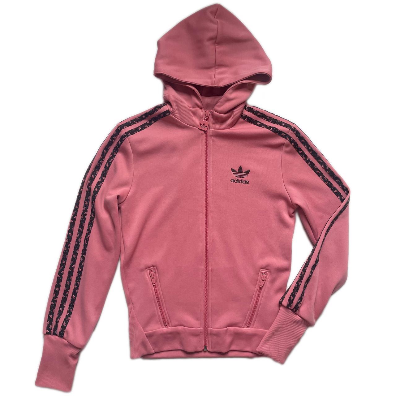Adidas sporty Y2K pink hoodie zip up vintage 2000s... - Depop