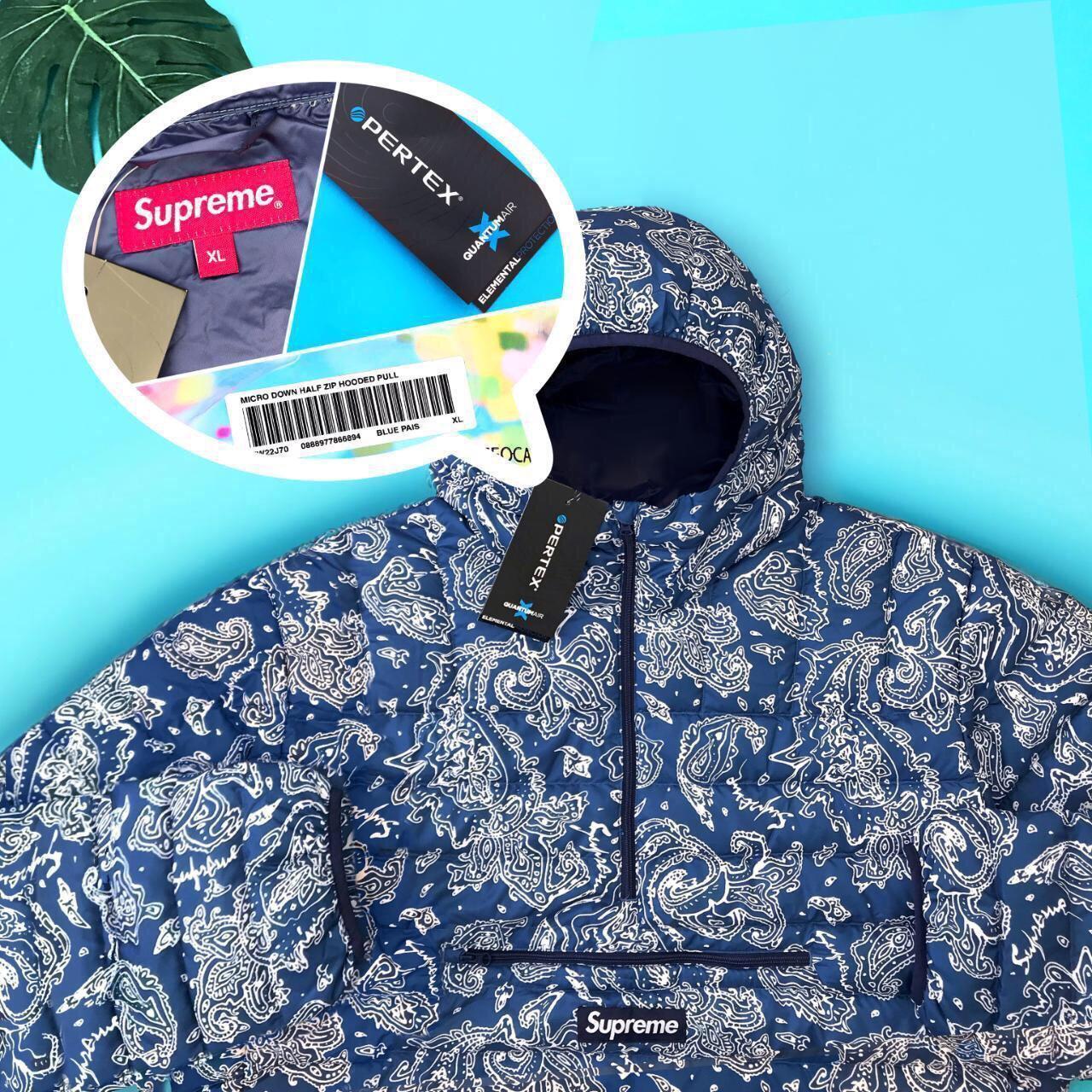 FW|22 Supreme Paisley Micro Down Half Zip Hooded - Depop