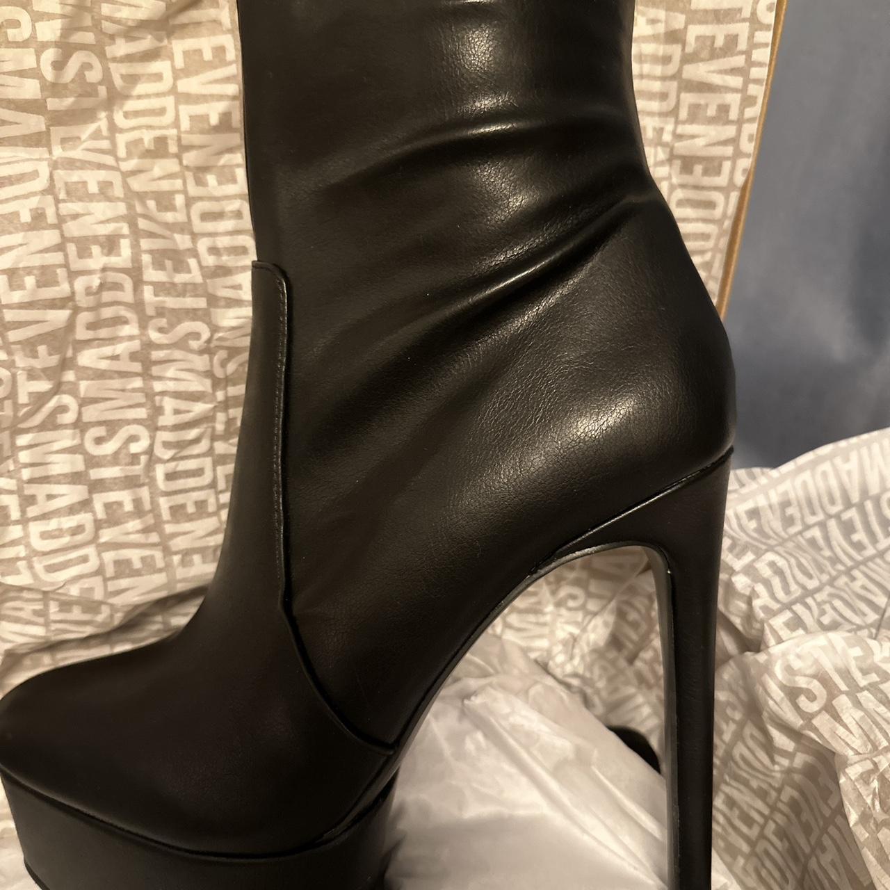 Steve Madden stiletto faux leather black platform... - Depop