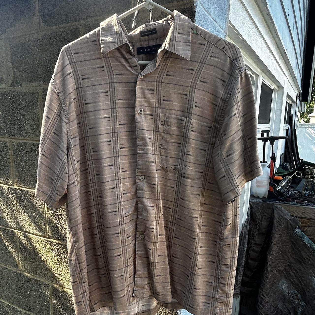 Brown and tan button up shirt J Ferrari brand. Depop