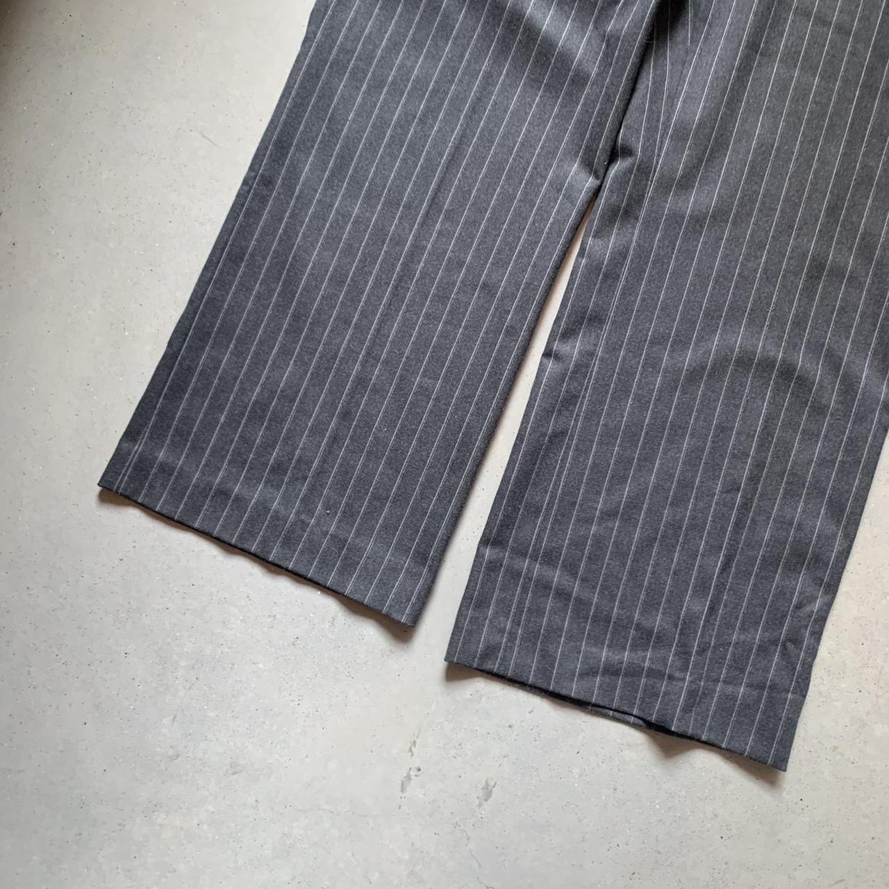 Women 00s 90s Y2k grey pinstripe trousers suit smart... - Depop
