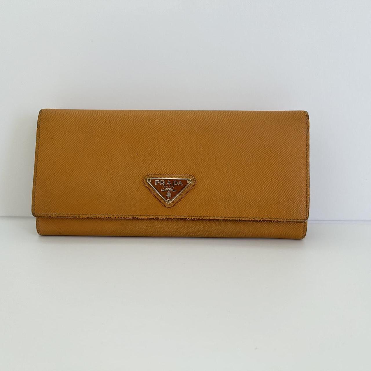 PRADA Yellow Leather hot Wallet for Women