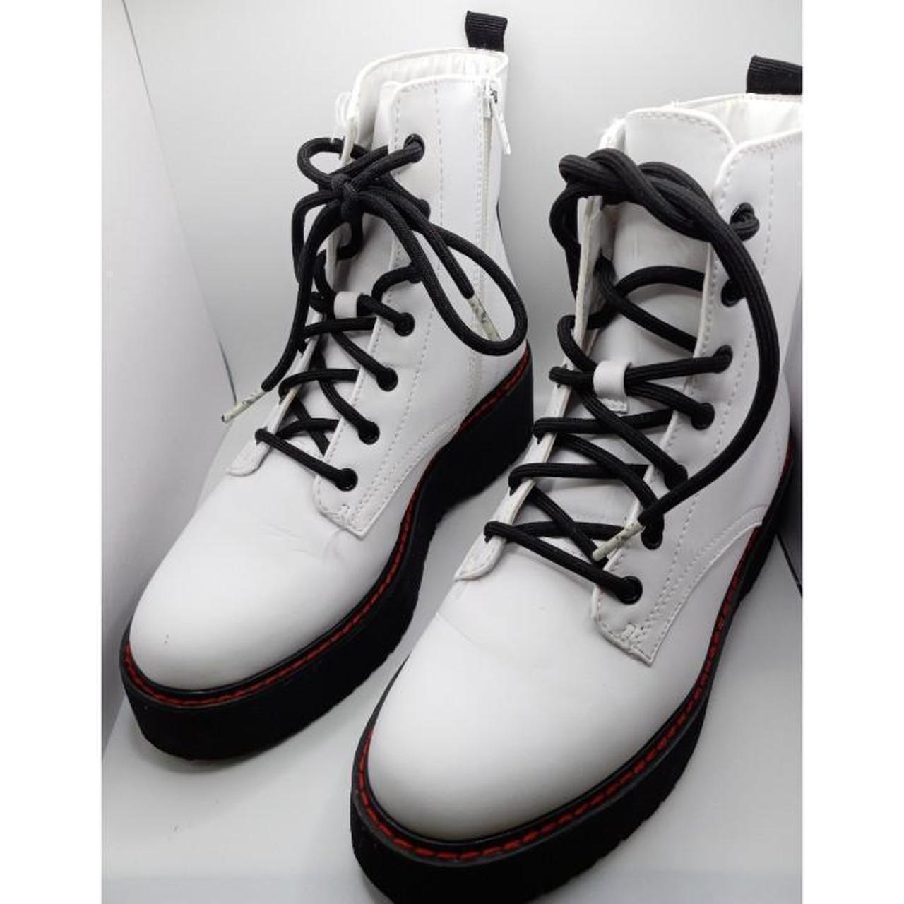 Steve madden white hot sale combat boots