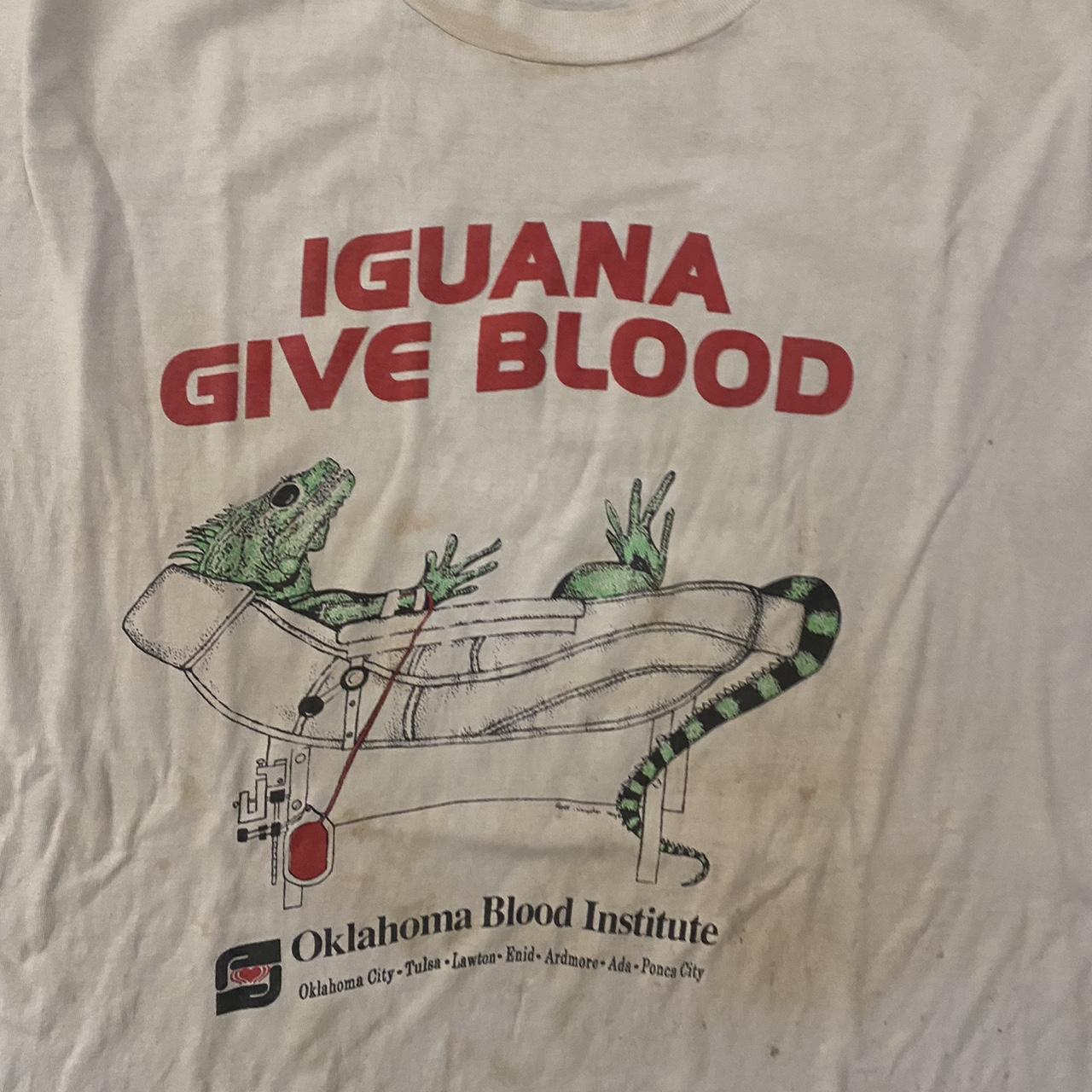 Iguana Give Blood Vintage tee Men’s xl Mid... - Depop