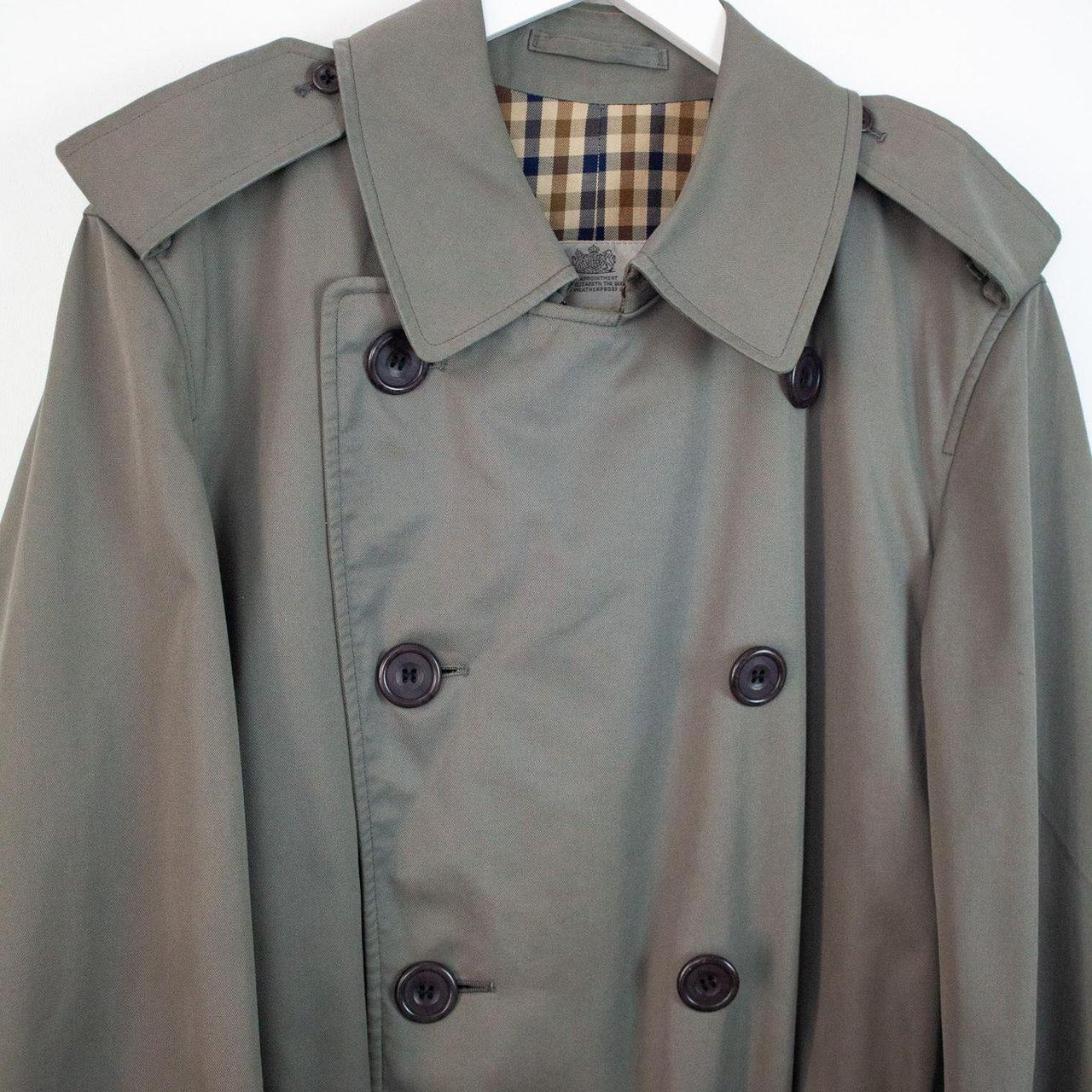 Aquascutum Aqua 5 Grey Double Breasted Trench Coat Depop