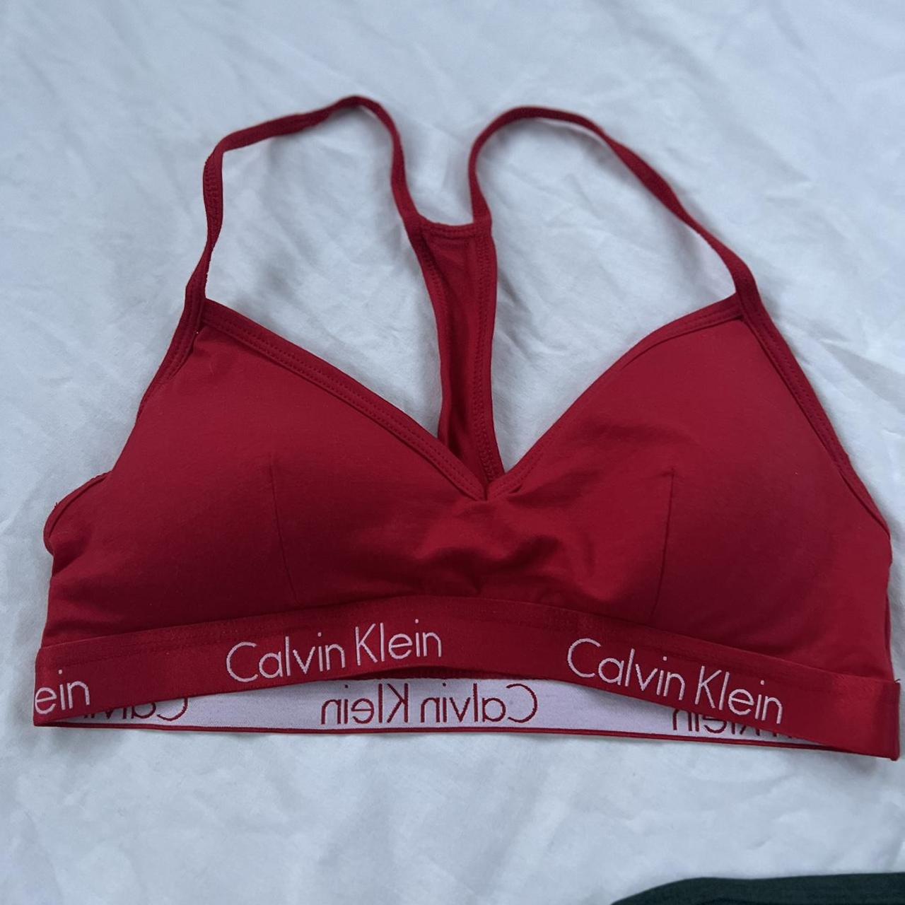 Calvin Klein bra bundle. Red and forest green. Size - Depop