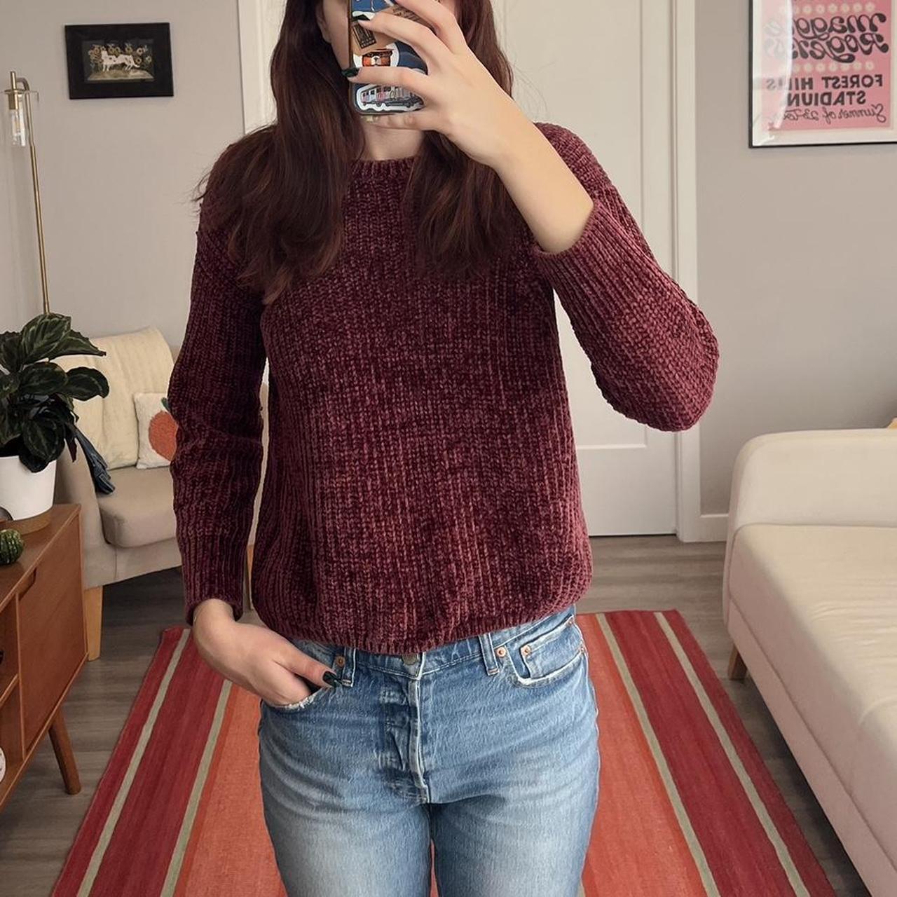 Burgundy on sale chenille sweater