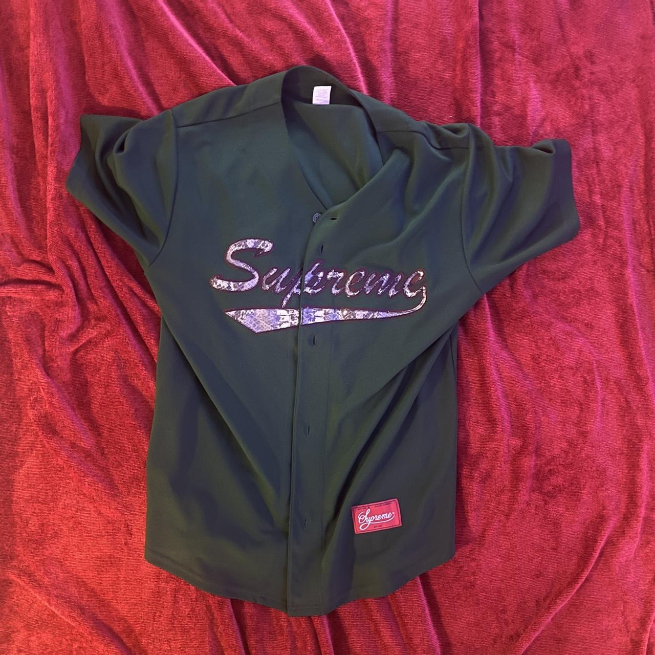 Supreme snakeskin baseball jersey size L FW17 Good... - Depop