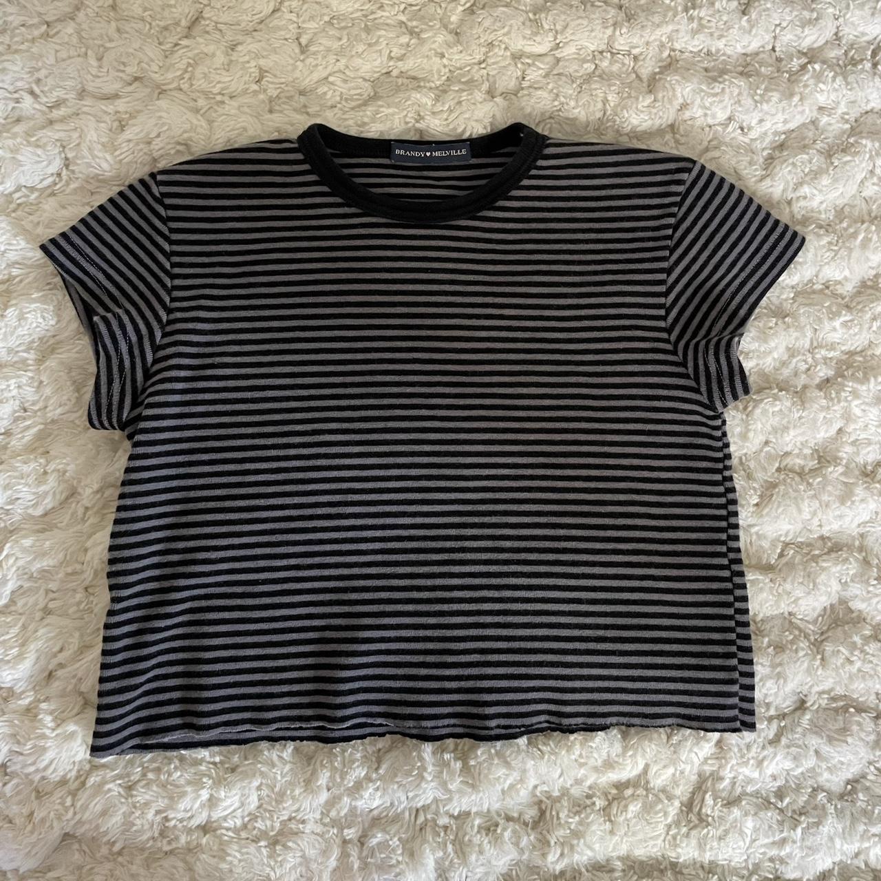 brandy melville stripped baby tee brandymelville... Depop