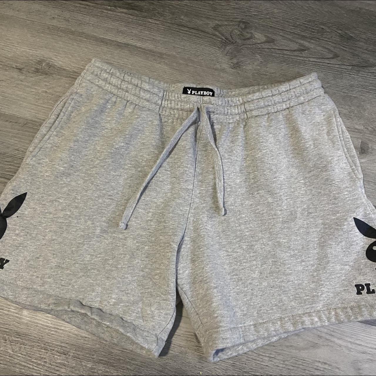 Playboy Men's Grey and Black Shorts | Depop