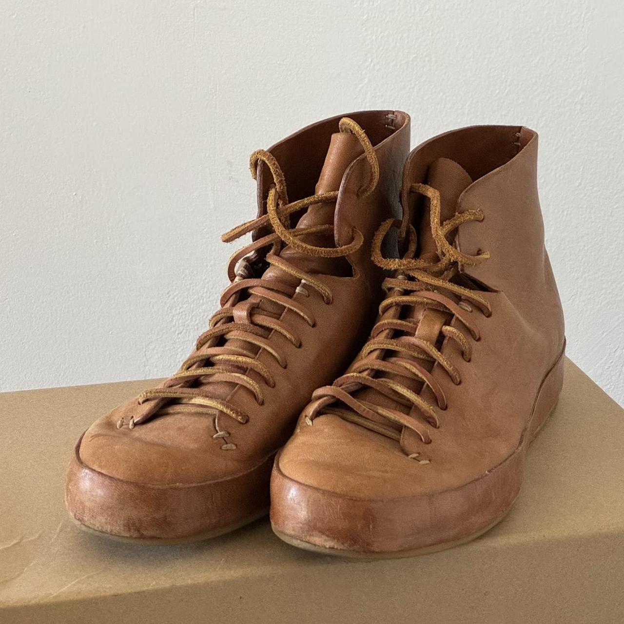Feit Hand Sewn Brown Leather High Top, Size 42,