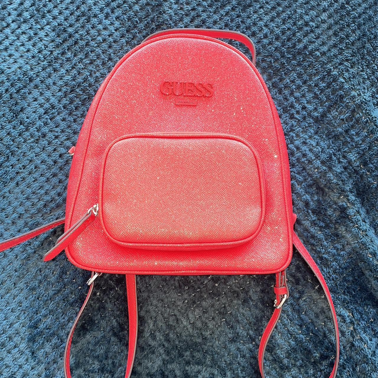 GUESS Red Crossbody Backpack with Bee Charm 😀 mini - Depop