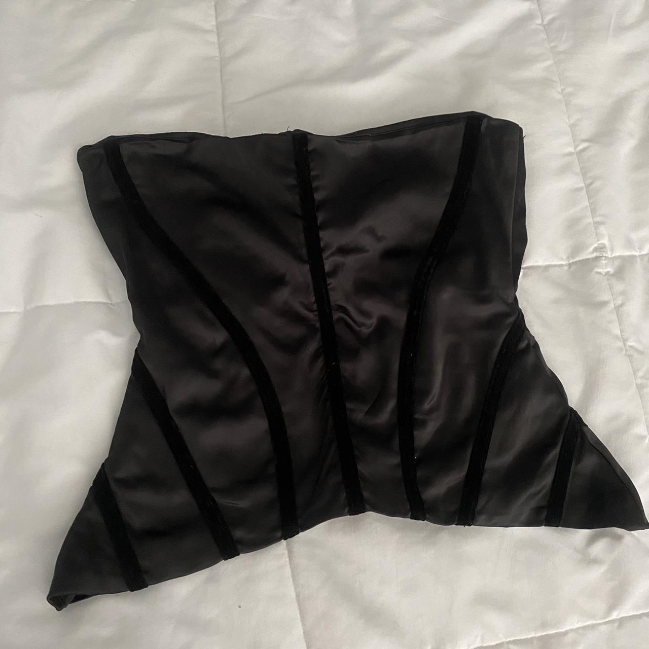 black corset top in size medium. corset back style.... - Depop