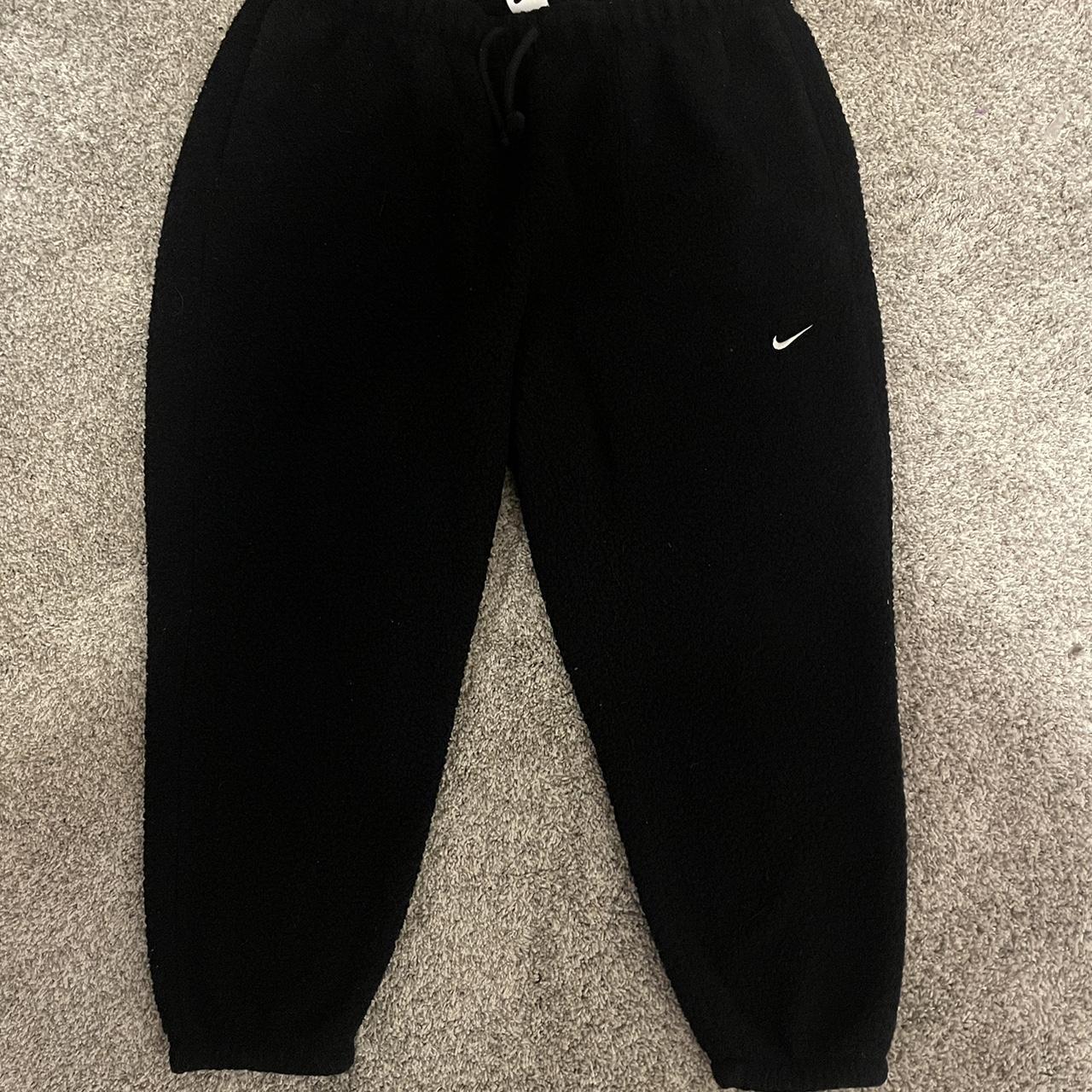 Nike sweatpants Fuzzy and black with drawstring Depop