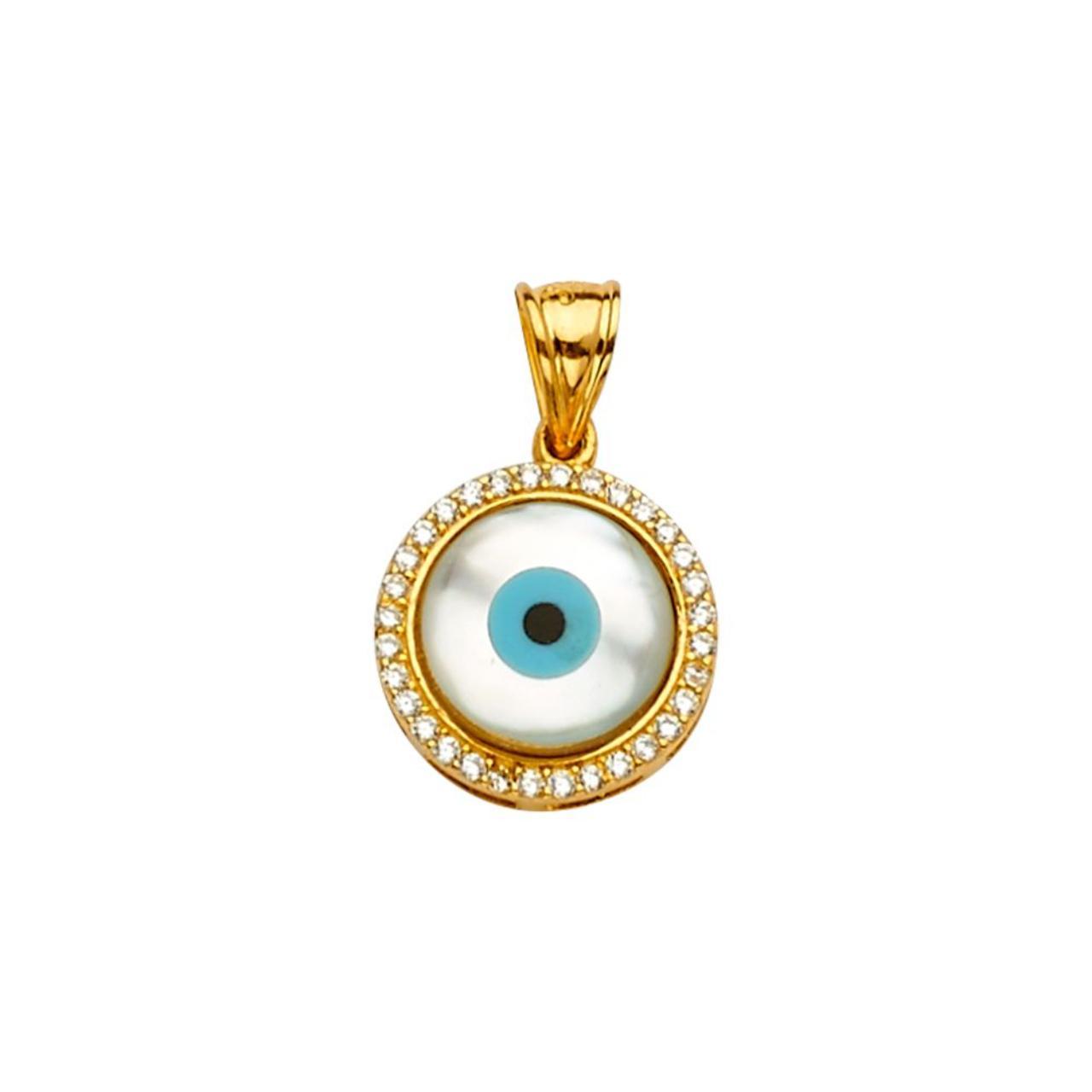 14k real Evil Eye Charm Pendant for Good Luck &... Depop
