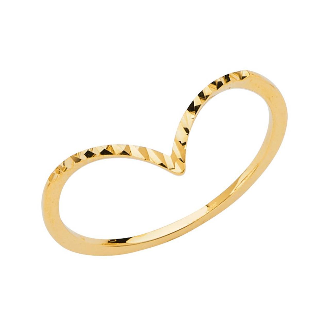 V Shape Ring 14k solid Gold | Stackble Ring | V... - Depop