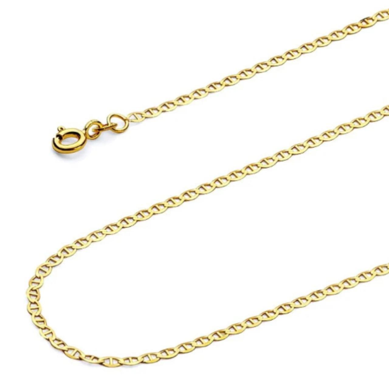 14k Real Gold 1.4mm Flat Mariner Chain necklace |... - Depop