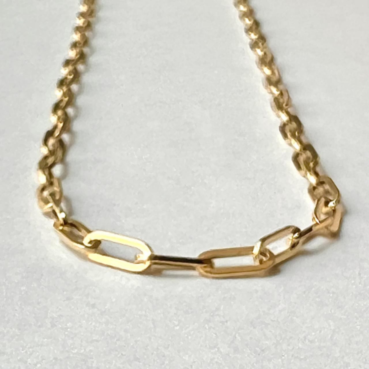 14k real Gold paperclip Necklace | A Perfect... - Depop